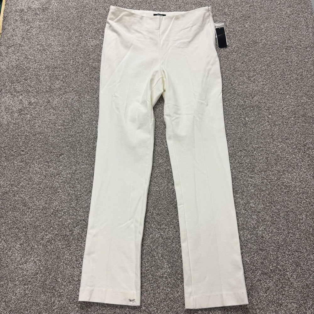 Premise Dress Pants Womens 8 White Ponte Slim Straight Pull On Stretch Workwear